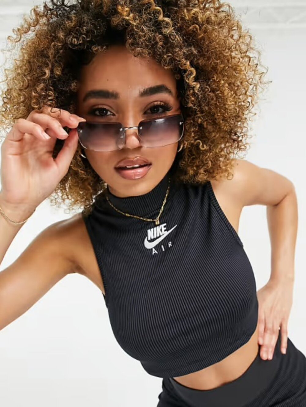 New With Tags Black Nike Air Ribbed Turtle Neck Tank Top - Small